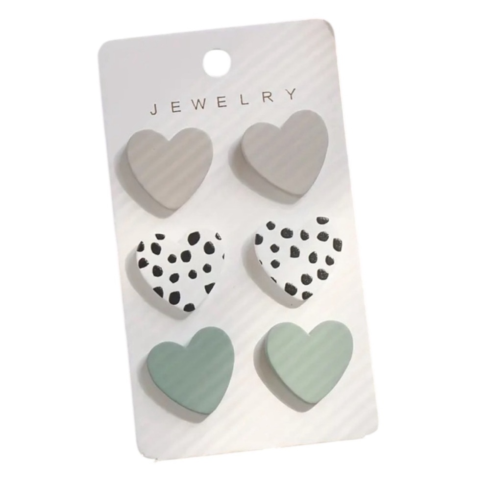 Set of 3 Heart Shaped Stud Earrings